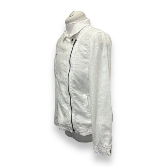 Cynthia Rowley Womens 100% Linen White Jacket Size L With Zipper & Snap Closures - Picture 3 of 8